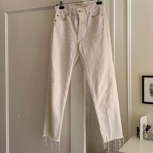 White Cheeky Straight High Rise Jeans